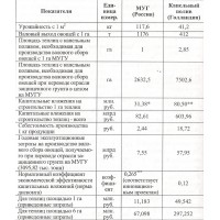 Сравнительные показатели экономической эффективности теплиц МУГ и Голландской технологии